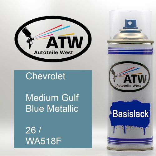 Chevrolet, Medium Gulf Blue Metallic, 26 / WA518F: 400ml Sprühdose, von ATW Autoteile West.